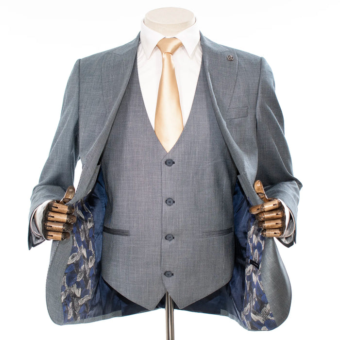 Gray Birdseye 3-Piece Tailored-Fit Suit