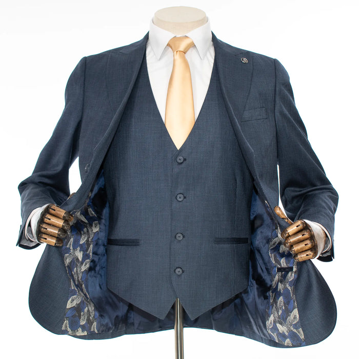 Navy Birdseye 3-Piece Tailored-Fit Suit