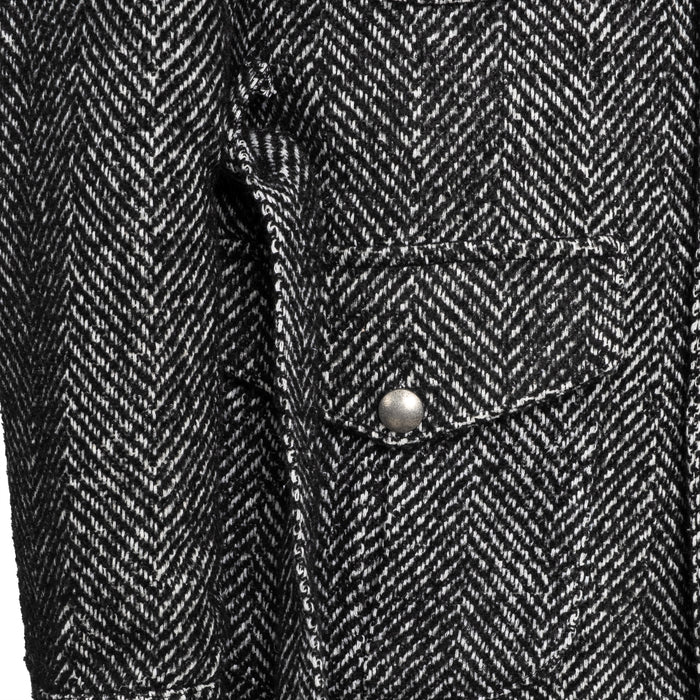 Black And White Slim-Fit Herringbone Peacoat