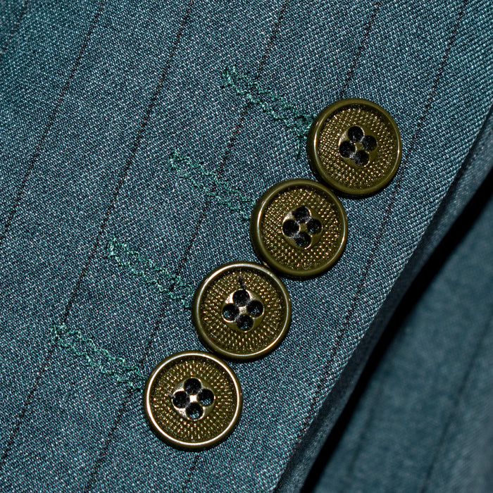 Men's Prussian Blue with Black Pinstripe 3-Piece Slim-Fit Suit