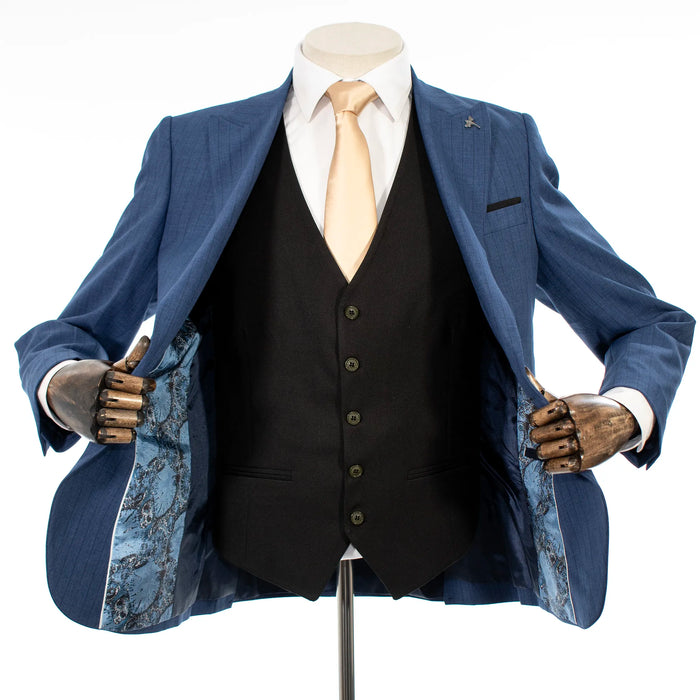 Blue Pinstripe 3-Piece Slim-Fit Suit