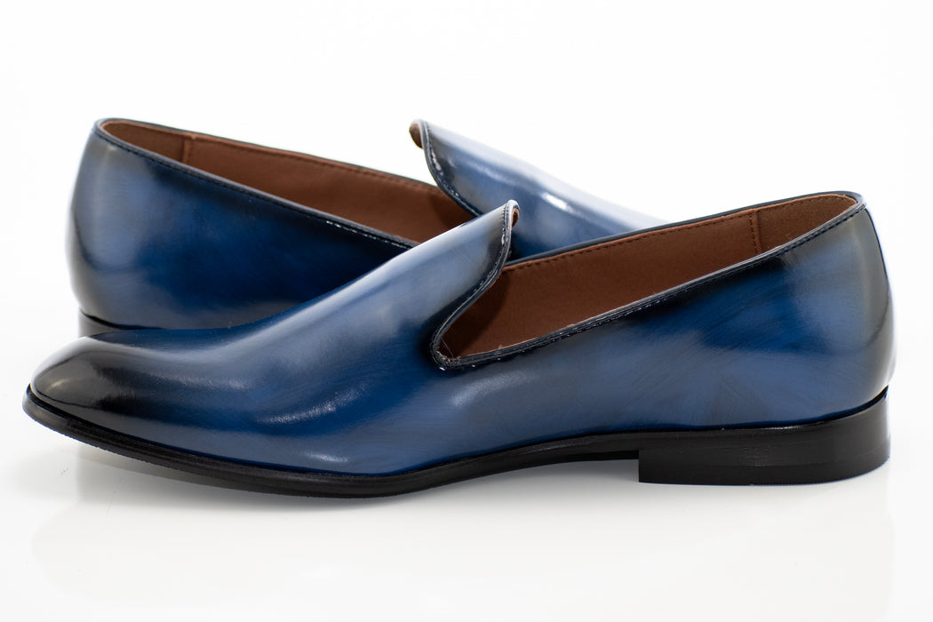 Men's Navy Blue Leather Dress Loafer Shoe