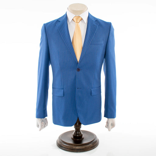 Men's Blue Pinstripe Slim-Fit Suit With Notch Lapels