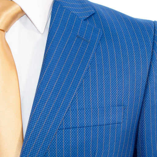 Men's Blue Pinstripe Slim-Fit Suit With Notch Lapels