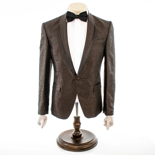 Men's Brown Damask 2-Piece Slim-Fit Suit