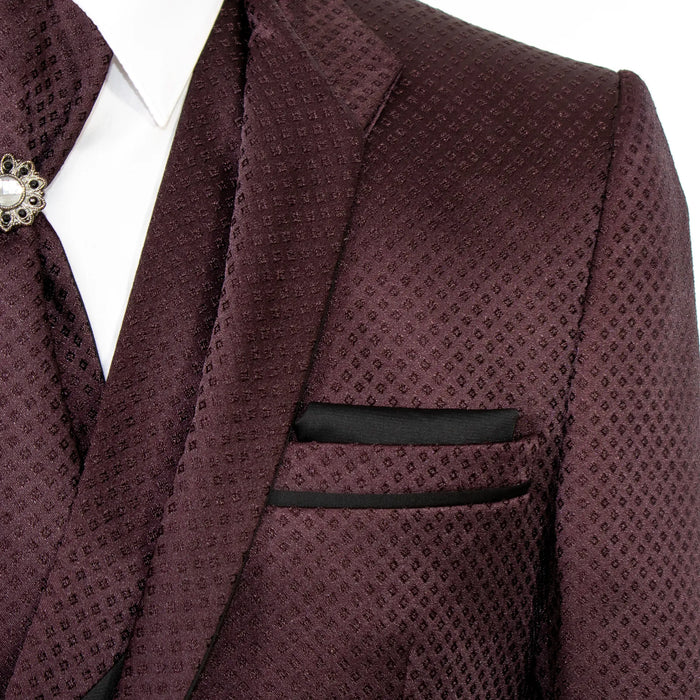 Burgundy 3-Piece Tailored-Fit Western Suit