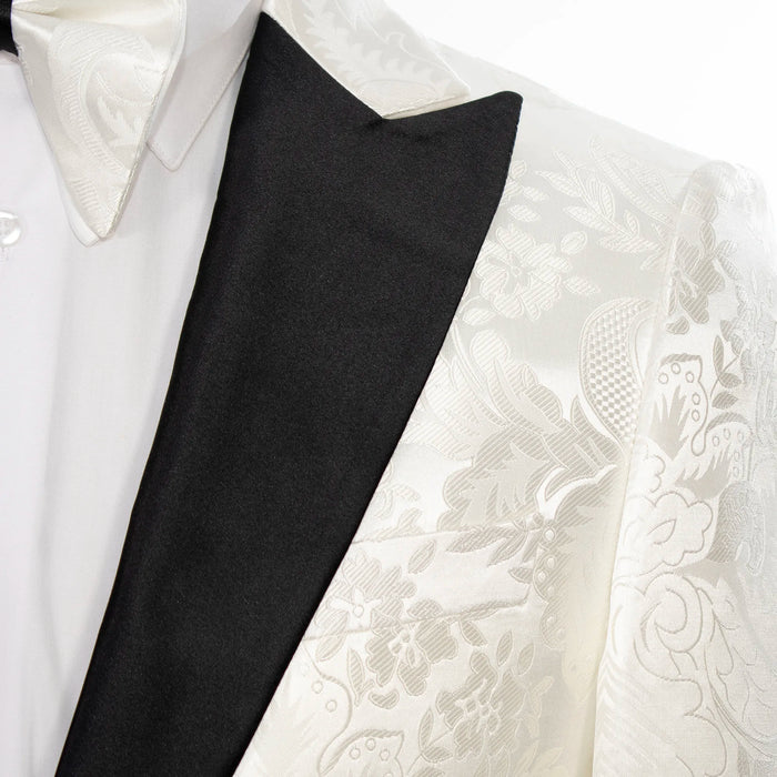 Cream Baroque 3-Piece Slim-Fit Tuxedo With Satin Lapel