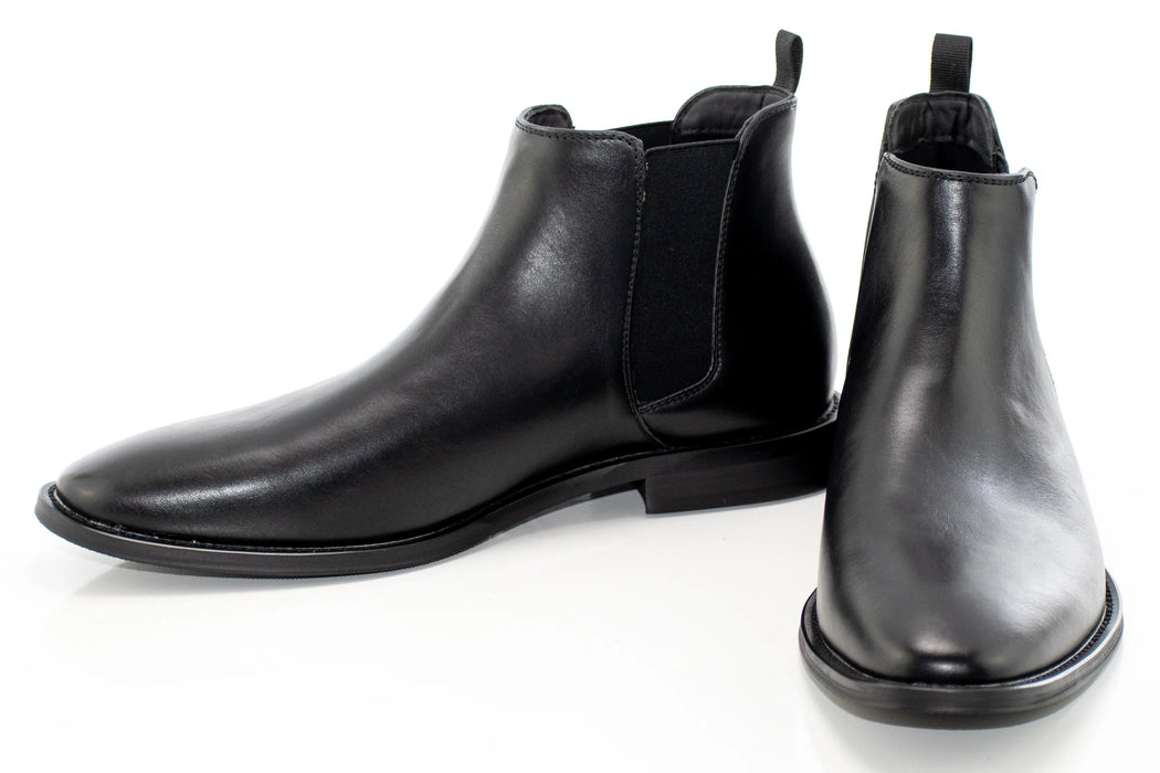 Black Leather Slip-On Chelsea Boot
