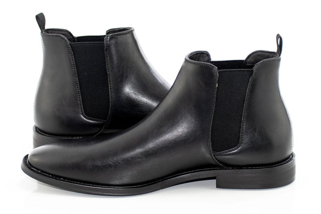 Black Leather Slip-On Chelsea Boot