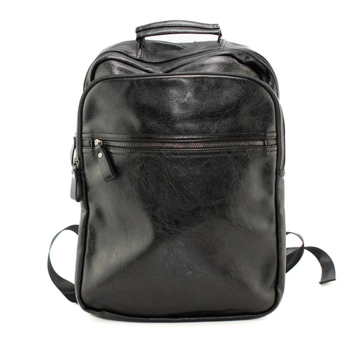 Black Leather 15-Inch Laptop Backpack