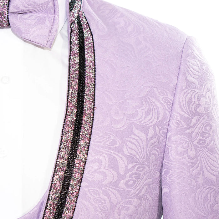 Lavender Baroque No-Lapel 3-Piece Slim-Fit Tuxedo