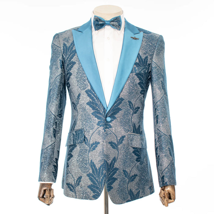 Blue Velvet & Glitter Slim-Fit Tuxedo Jacket