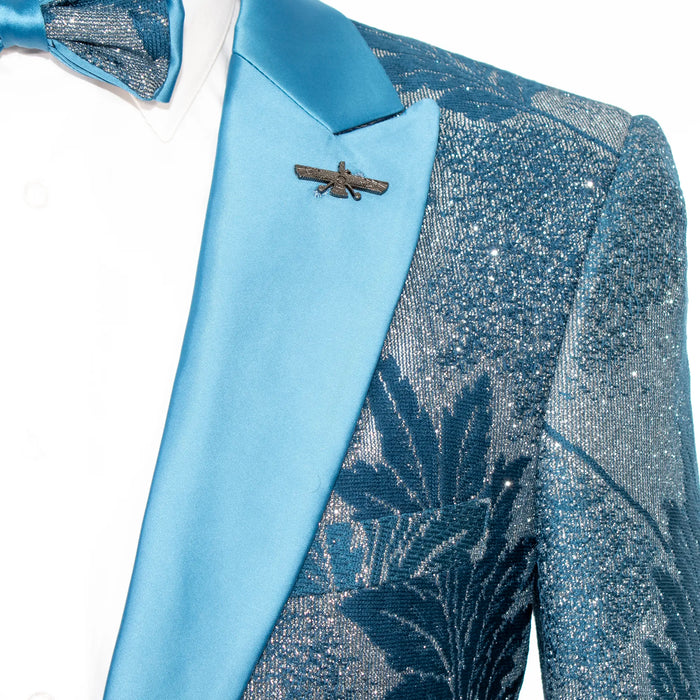 Blue Velvet & Glitter Slim-Fit Tuxedo Jacket