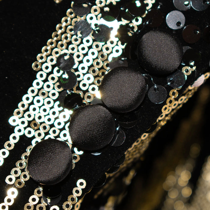 Black with Gold Matrix Sequins Slim-Fit Tuxedo Jacket