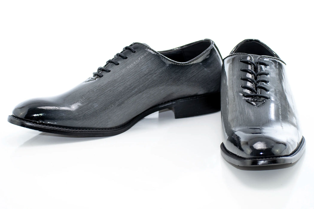 Gray Patent Leather Oxford Lace-ups