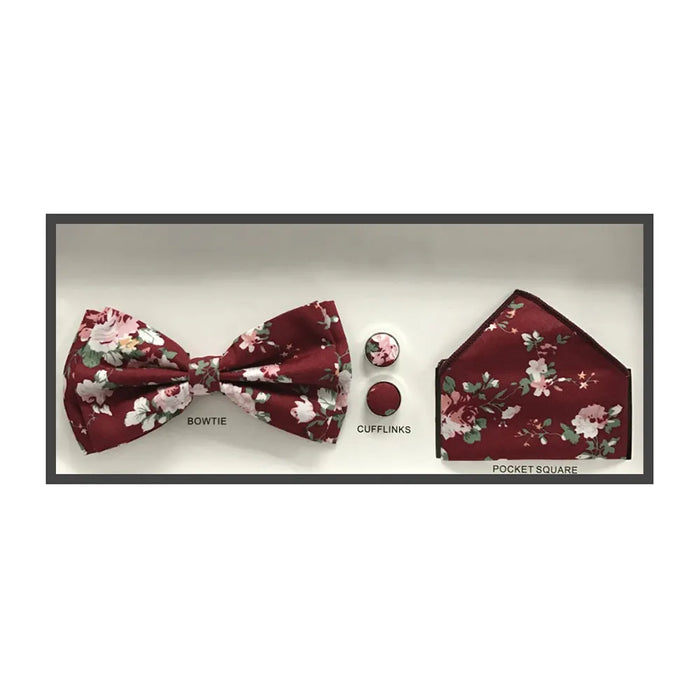 3-Piece Full Bloom Floral Bow Tie Set