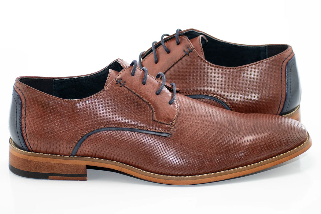 Brown Perforated Lace-Up Dress Shoe