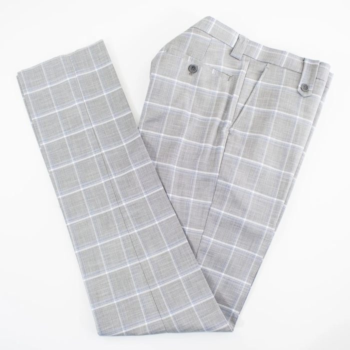 Gray Plaid 3-Piece Modern-Fit Suit With Peak Lapels