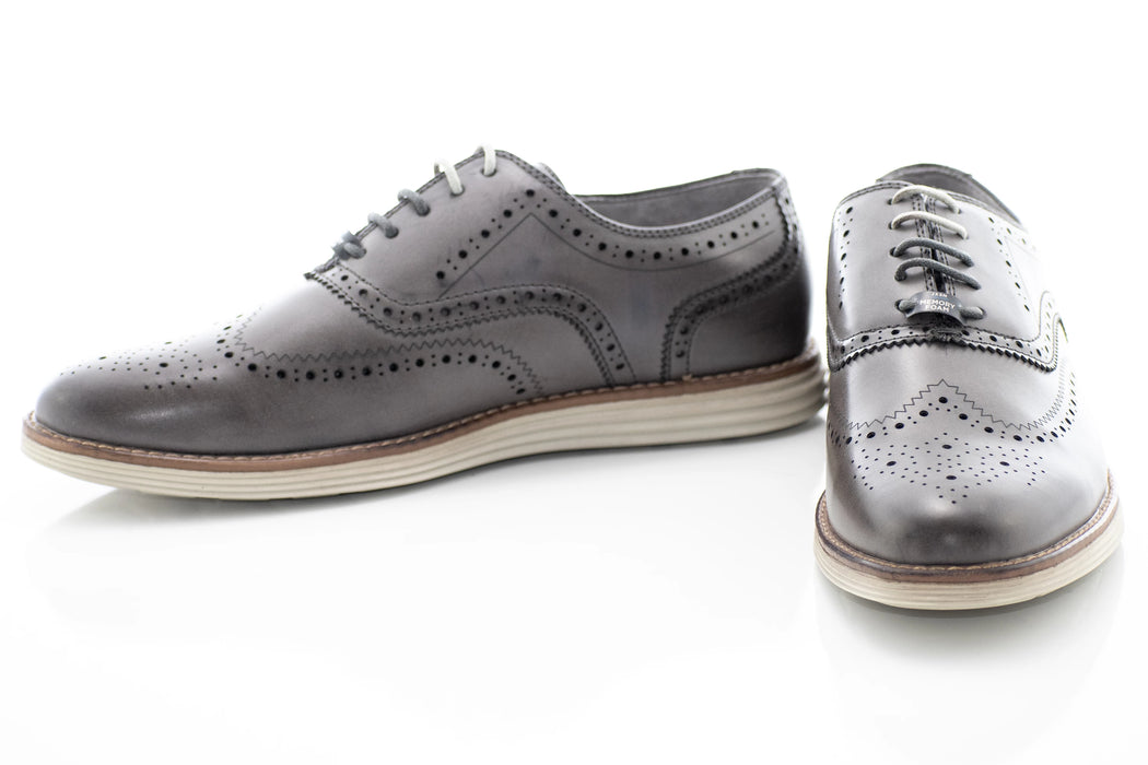 Gray Comfort Oxford Wingtip Lace-Ups