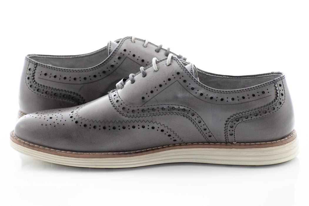 Gray Comfort Oxford Wingtip Lace-Ups