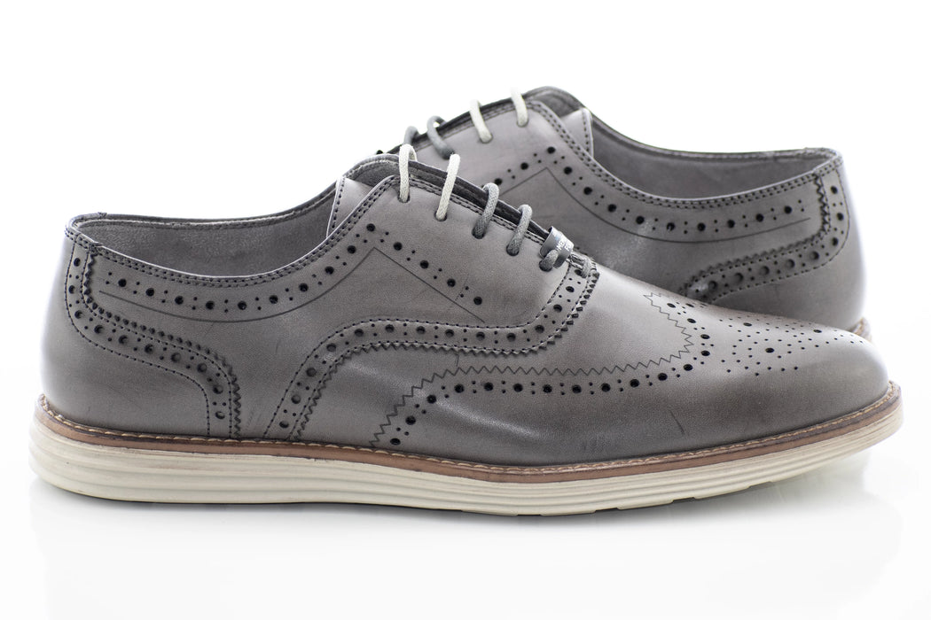 Gray Comfort Oxford Wingtip Lace-Ups