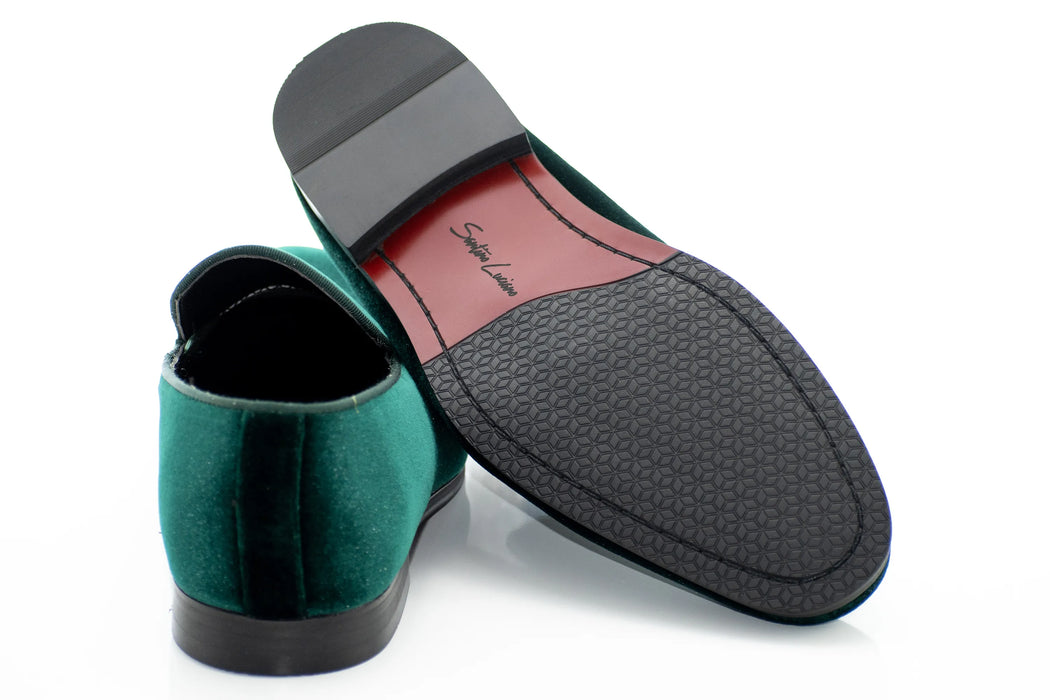 Emerald Velvet Slip-On Smoking Loafer