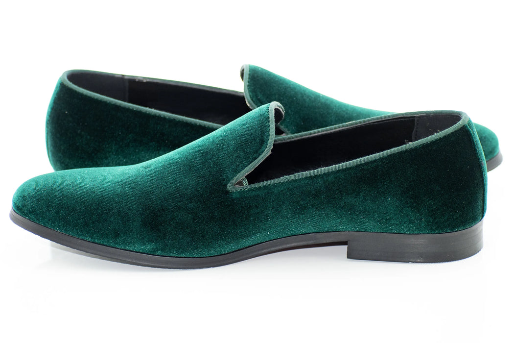 Emerald Velvet Slip-On Smoking Loafer