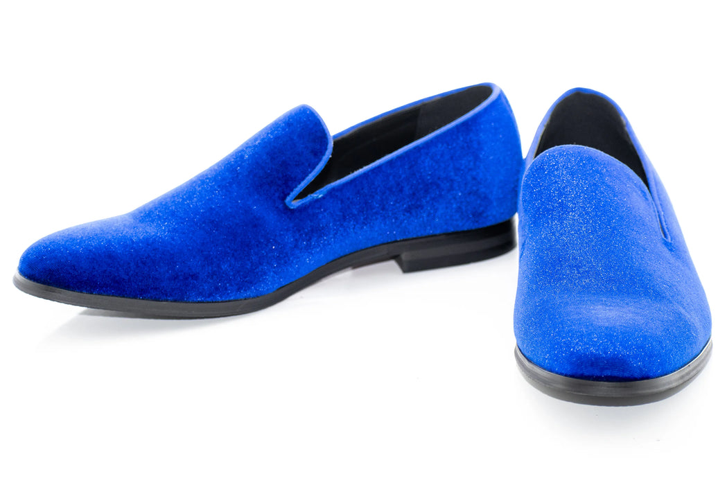 Royal Blue Velvet Slip-On Smoking Loafer