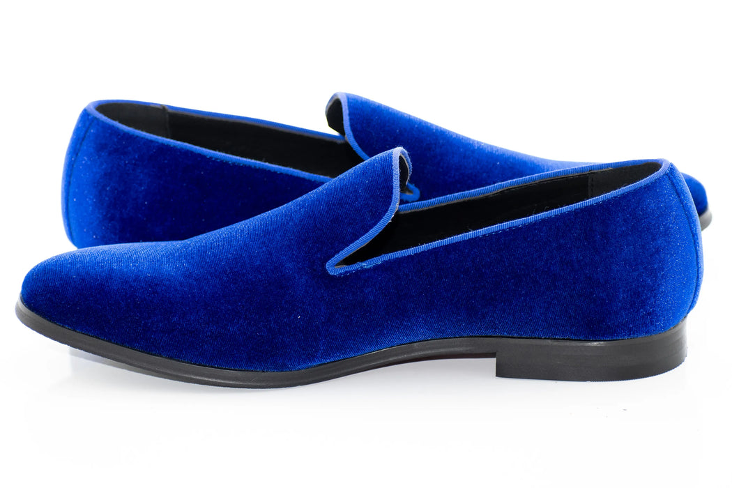 Royal Blue Velvet Slip-On Smoking Loafer