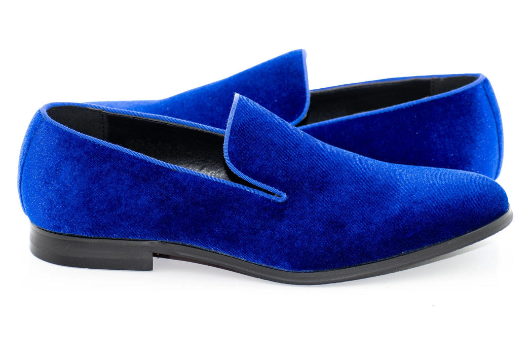 Royal Blue Velvet Slip-On Smoking Loafer