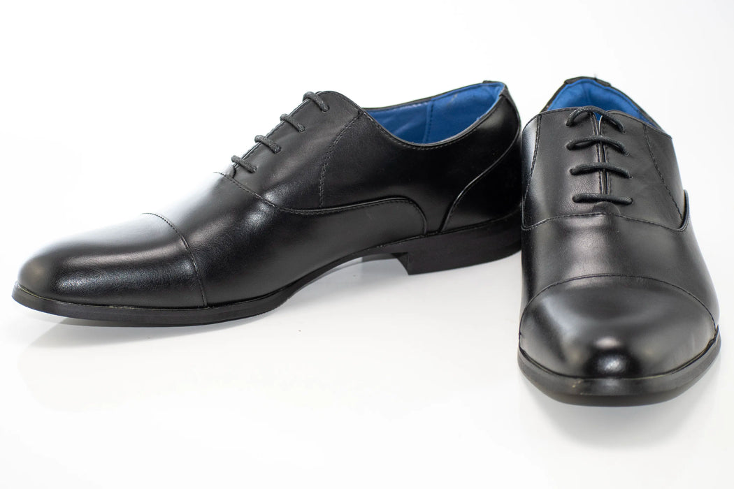 Black Oxford Cap-Toe Dress Shoes