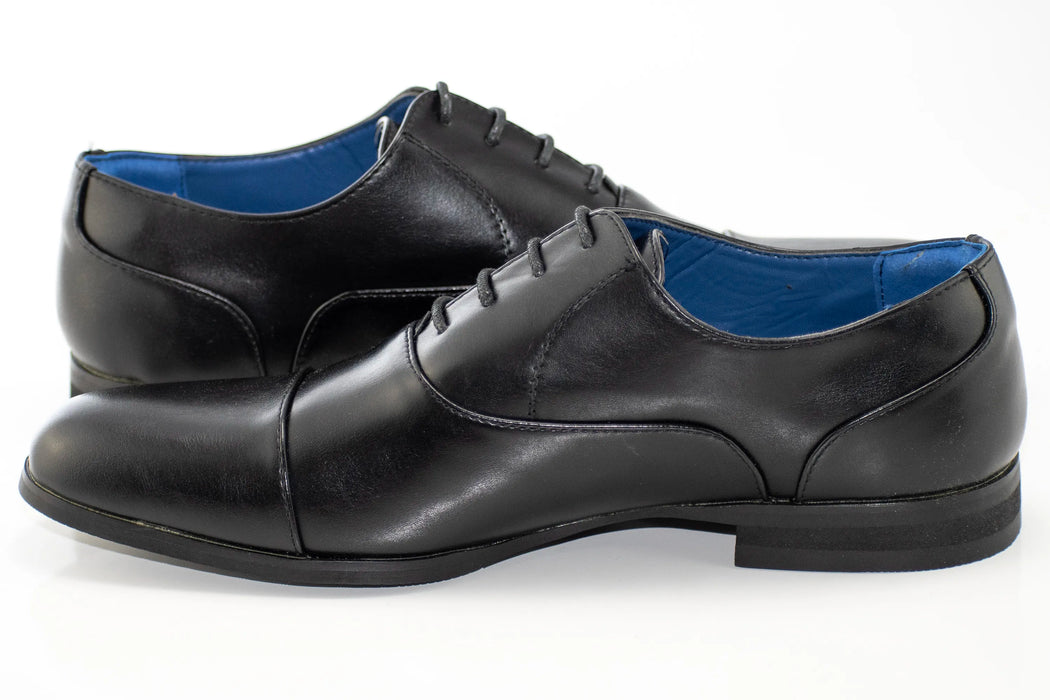 Black Oxford Cap-Toe Dress Shoes