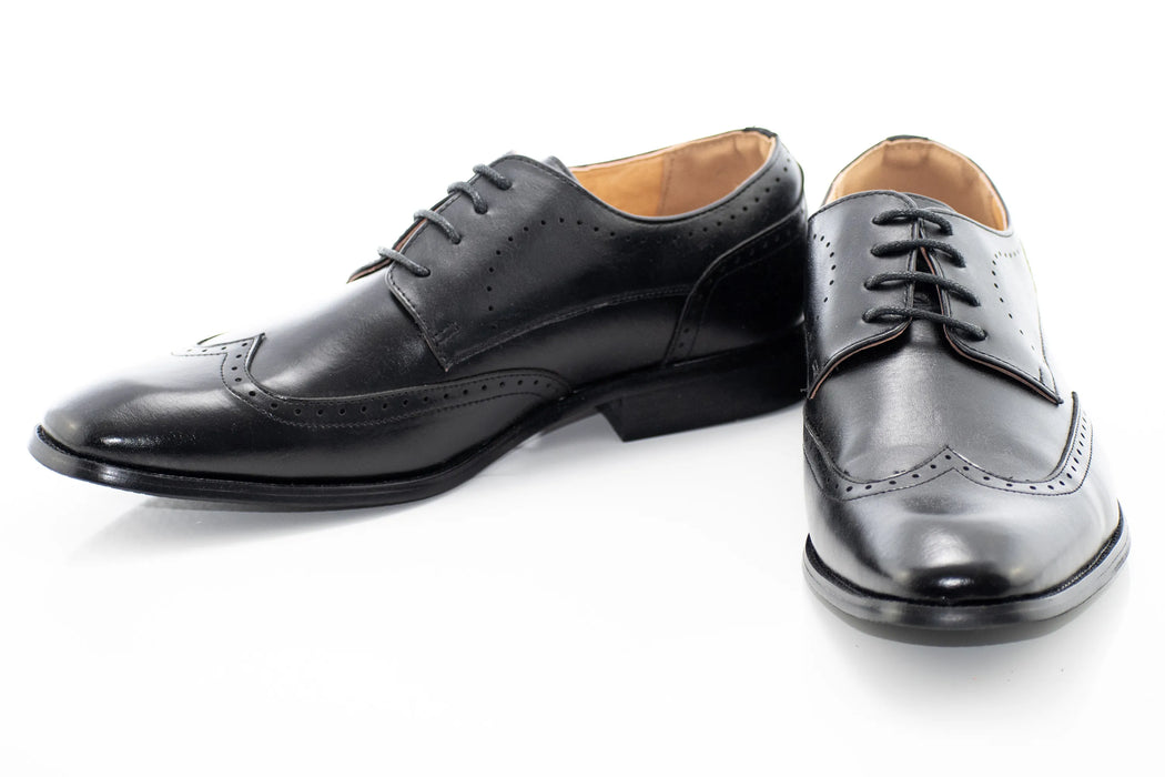 Black Classic Wingtip Derby Shoes