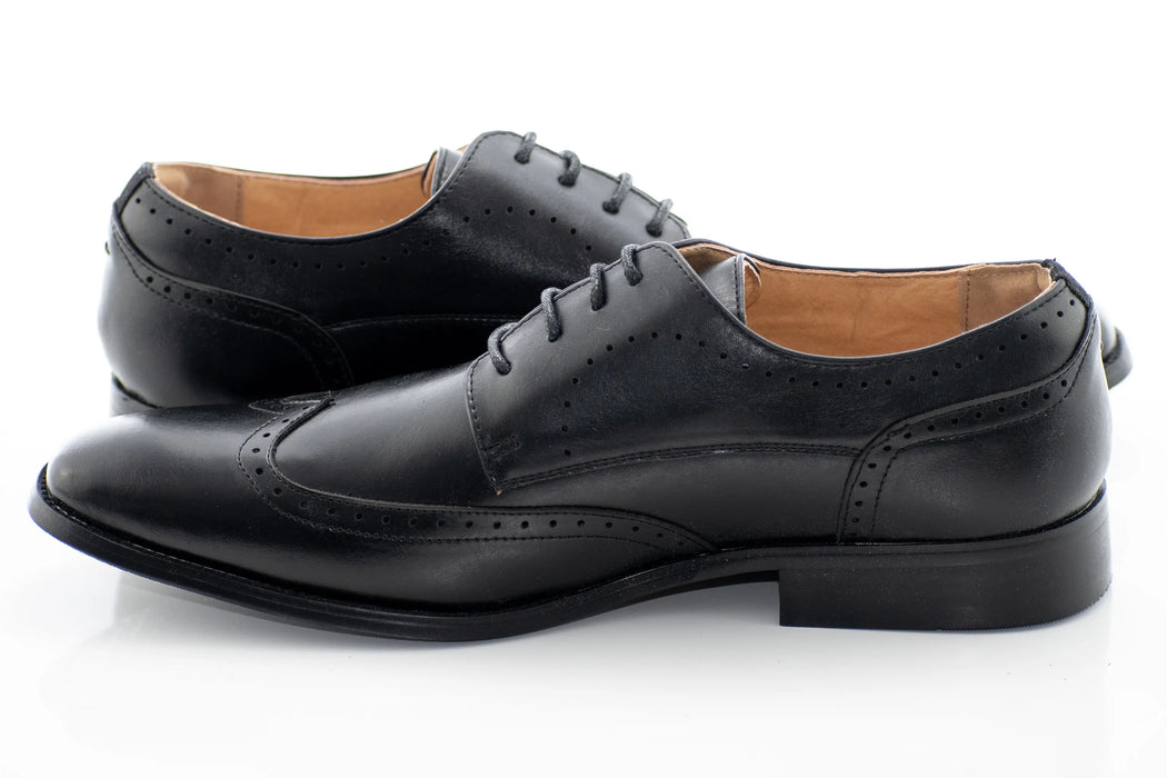 Black Classic Wingtip Derby Shoes