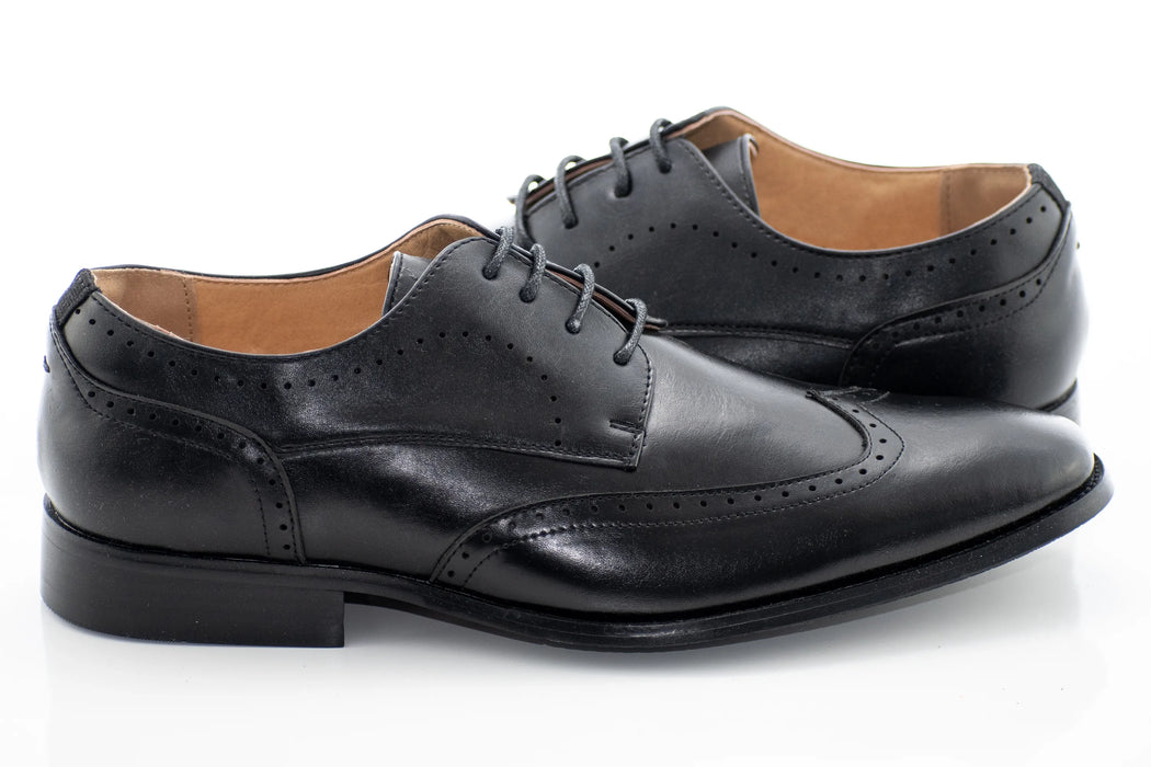 Black Classic Wingtip Derby Shoes