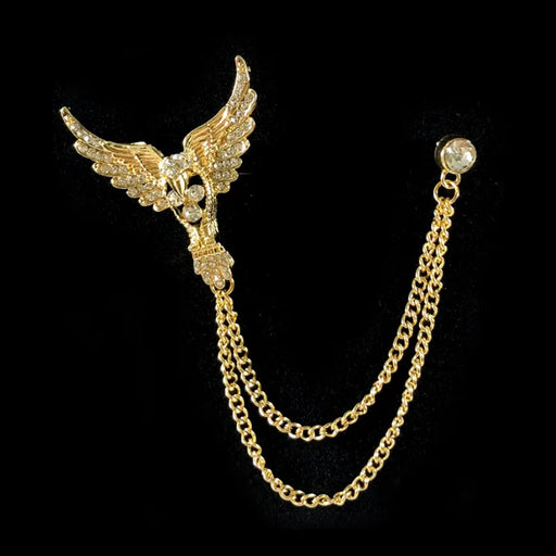 Jeweled Eagle Chain Brooch Lapel Pin