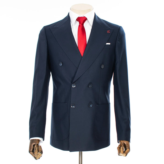 Navy Blue Double-Breasted 2-Piece Tailored-Fit Suit