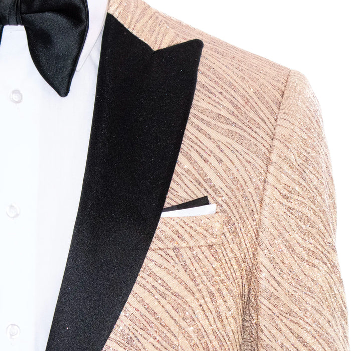 Blush Glitter Tiger-Stripe Slim-Fit Tuxedo Jacket