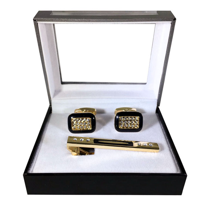 Men's Textured Bar Cufflink Tie-Bar Set
