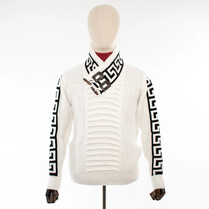 White Grecian Regular-Fit Sweater With Toggle Closure