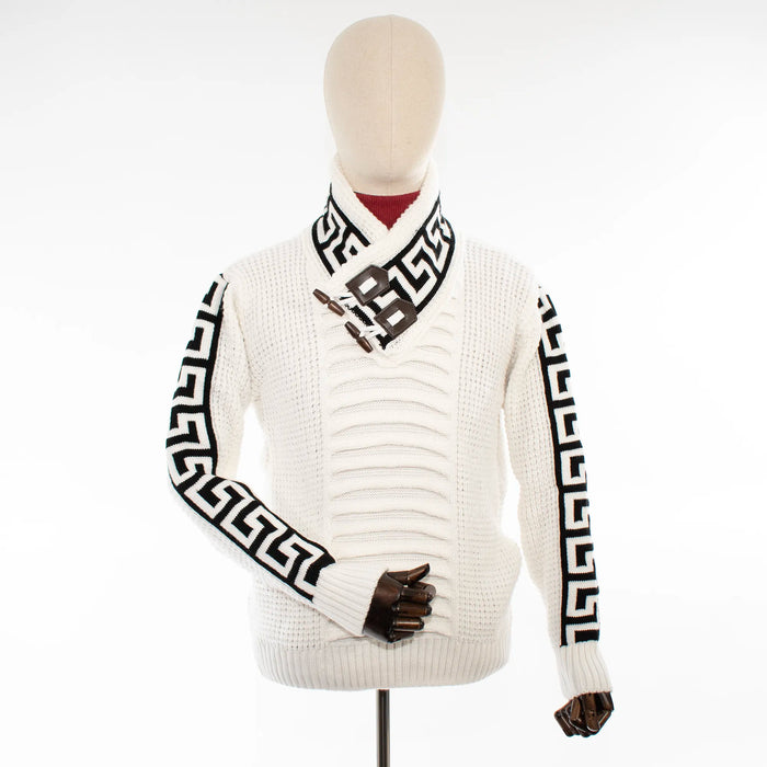 White Grecian Regular-Fit Sweater With Toggle Closure