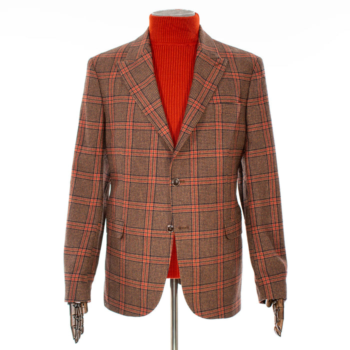 Rust Glen-Check Tailored-Fit Wool Blazer