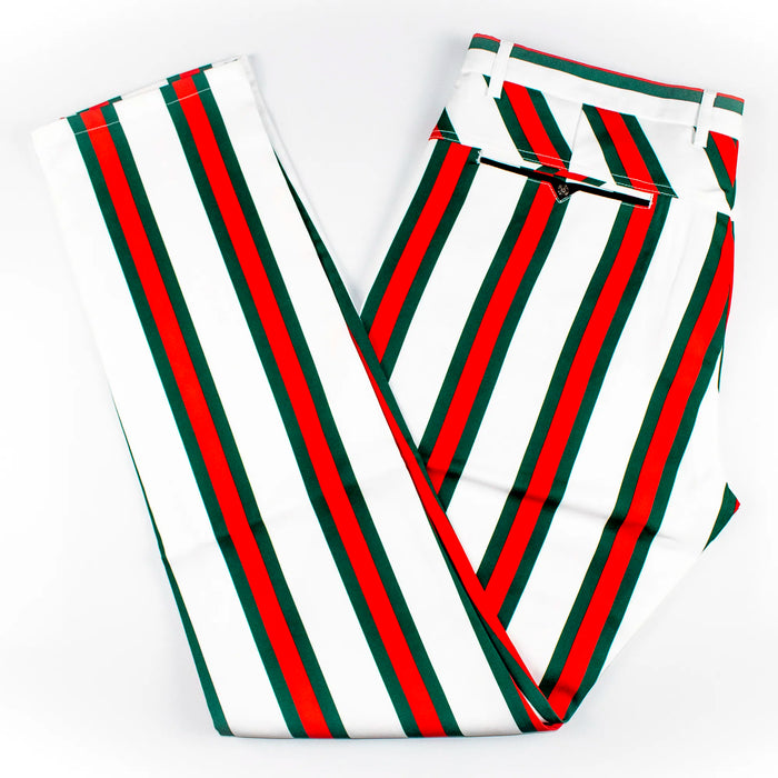 White Sandwich-Striped Designer Dress Pants