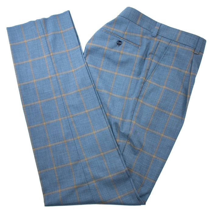 Blue Windowpane Check 3-Piece Regular-Fit Suit