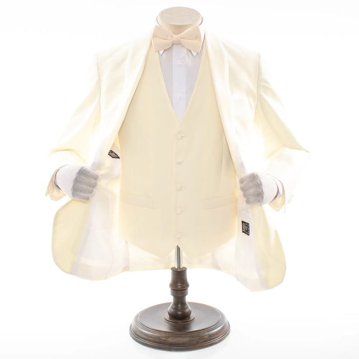 White Trim on Off-White 3-Piece Tailored-Fit Tuxedo
