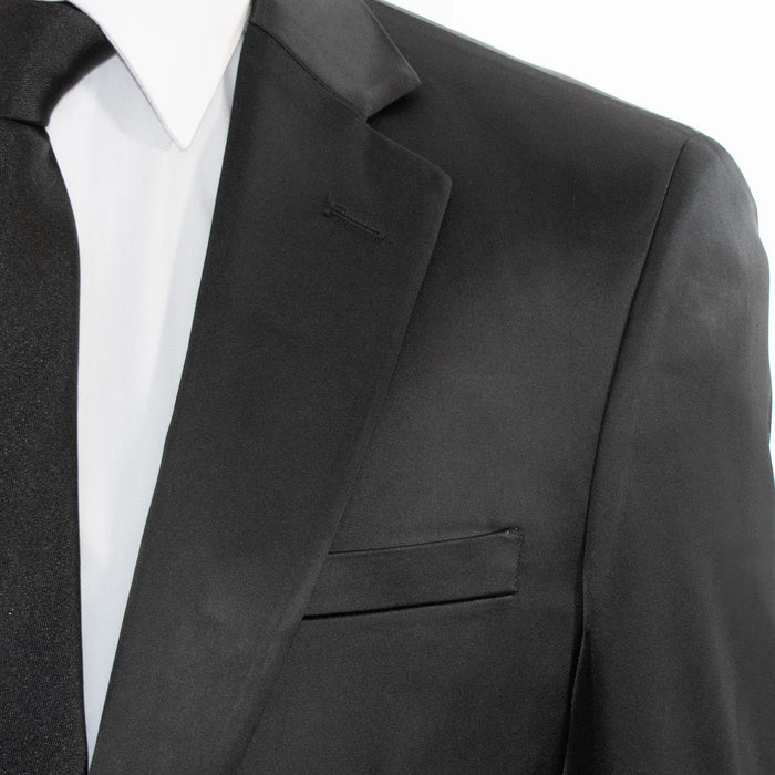 Men's Black Satin 2-Piece Big & Tall Suit