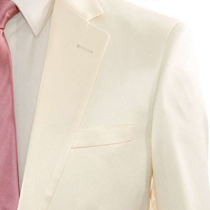Men's Cream White Satin 2-Piece Big & Tall Suit