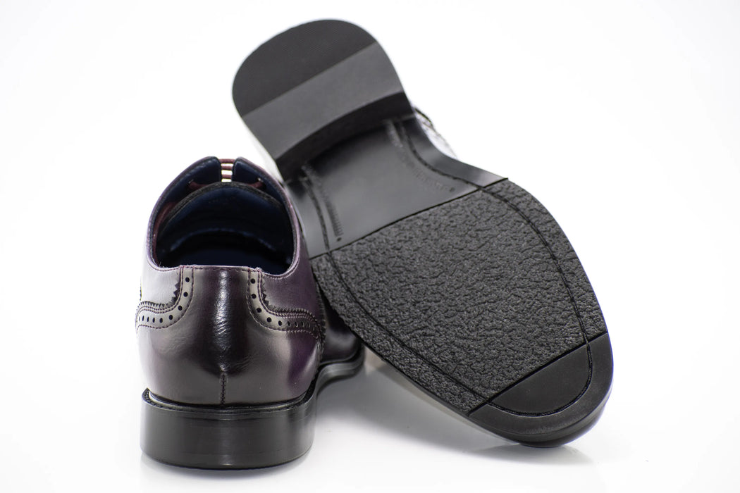 Purple Medallion Cap-Toe Oxford Dress Shoes