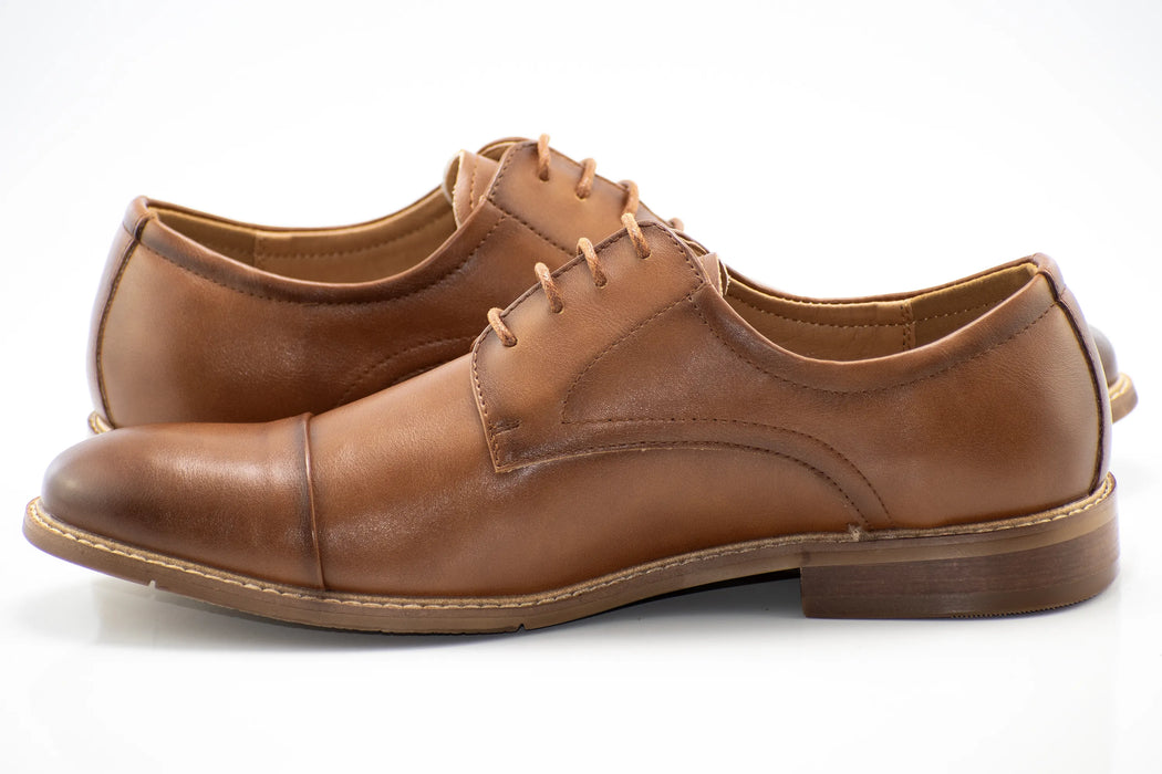 Brown Cap-Toe Lace-Up Derby Dress Shoes