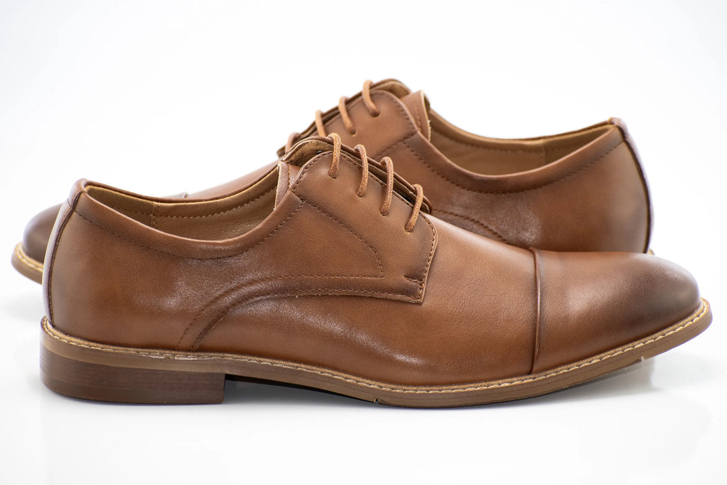 Brown Cap-Toe Lace-Up Derby Dress Shoes